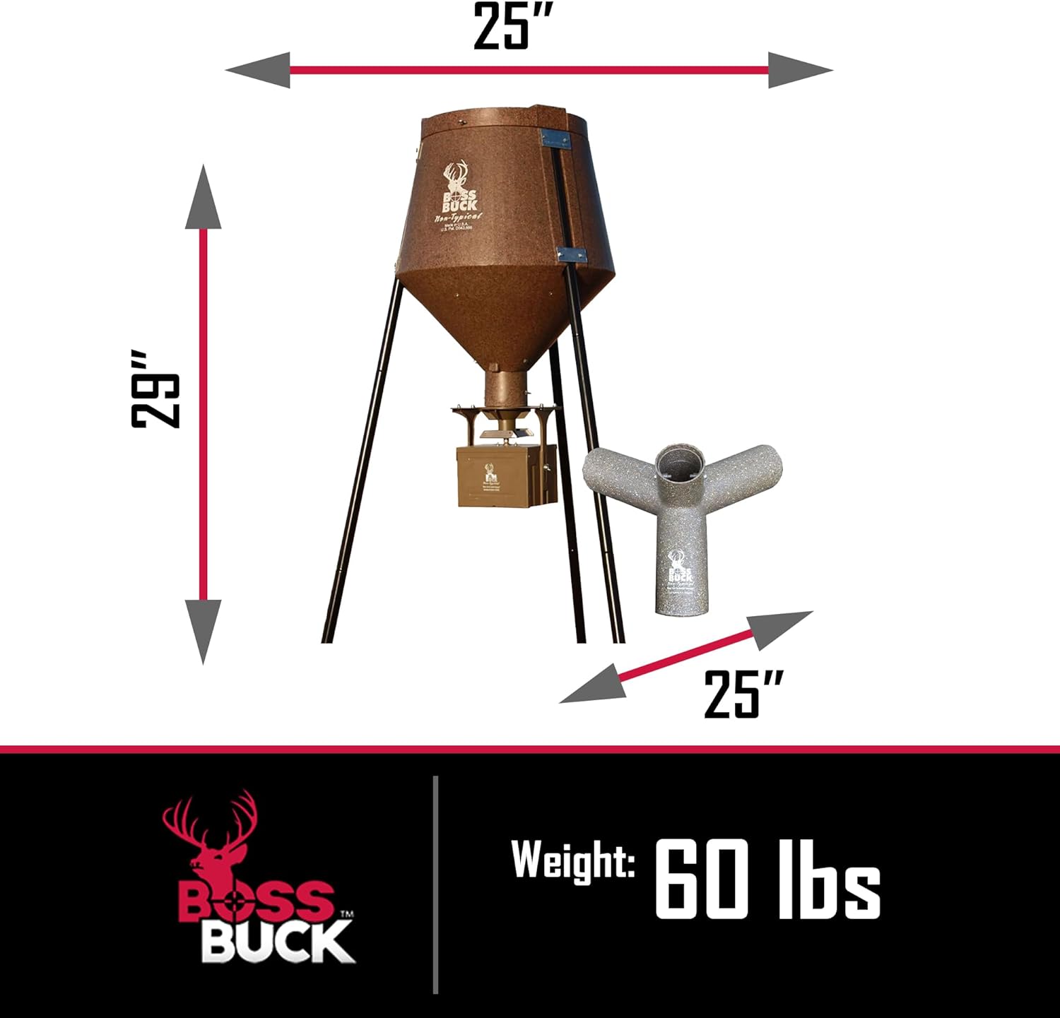 Boss Buck Deer Feeder Drum, Auto Feed System for Outdoor, Wildlife and Hunting, 200 Pound Capacity