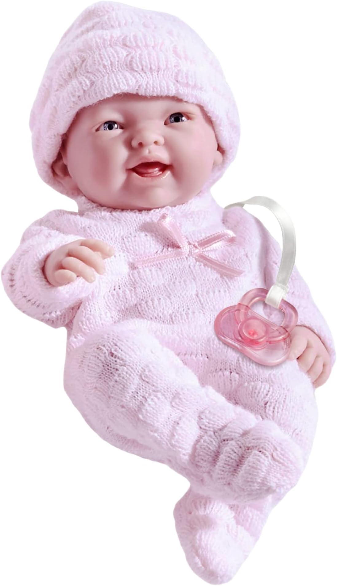 JC Toys - Mini La Newborn First Day | Anatomically Correct Real Girl Baby Doll | 9.5" All-Vinyl | Includes Knit Outfit, Hat and Pacifier | Designed by Berenguer | Ages 2+ , Pink