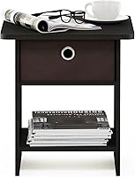 Vista 186 de Furinno- Colección Andrey- Mesa auxiliar, estación de carga con puerto USB y puerto tipo C c/compartimento de almacenamiento, 15.55 pulg ancho x