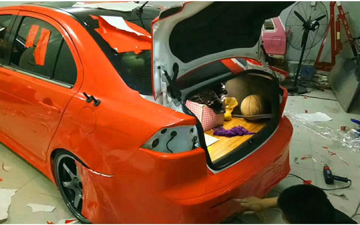 Queenbox 19.7 x59.8in Fluorescent Orange Car Vinyl Wrap Gloss Vehicle Motocycle Air Release Bubble Free
