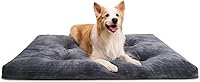 KSIIAPetProducts Washable Dog Crate Bed for Large Dogs - Thick 3" Flannel Kennel Pad, Anti-Slip, 35x23 Inch Gray