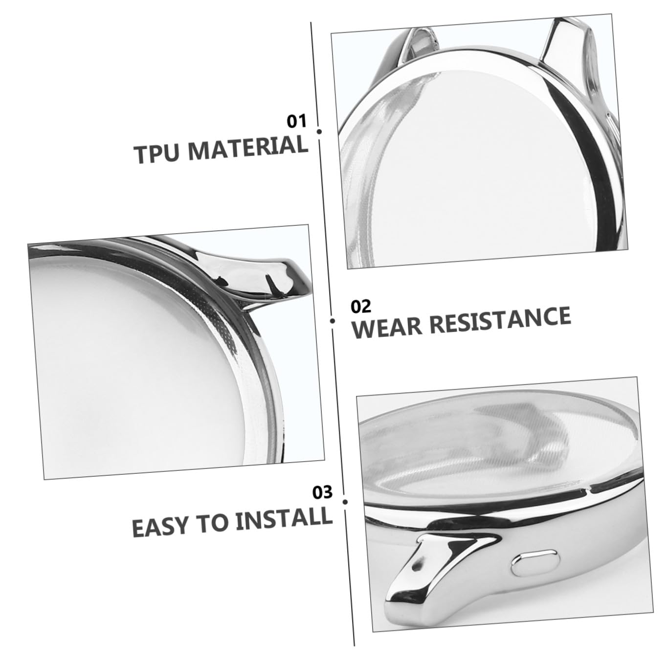 OSALADI 9pièces Coque De TPU pour Montre De Élégante Et Complète Les Rayures Et Chocs Facile à Installer Argenté