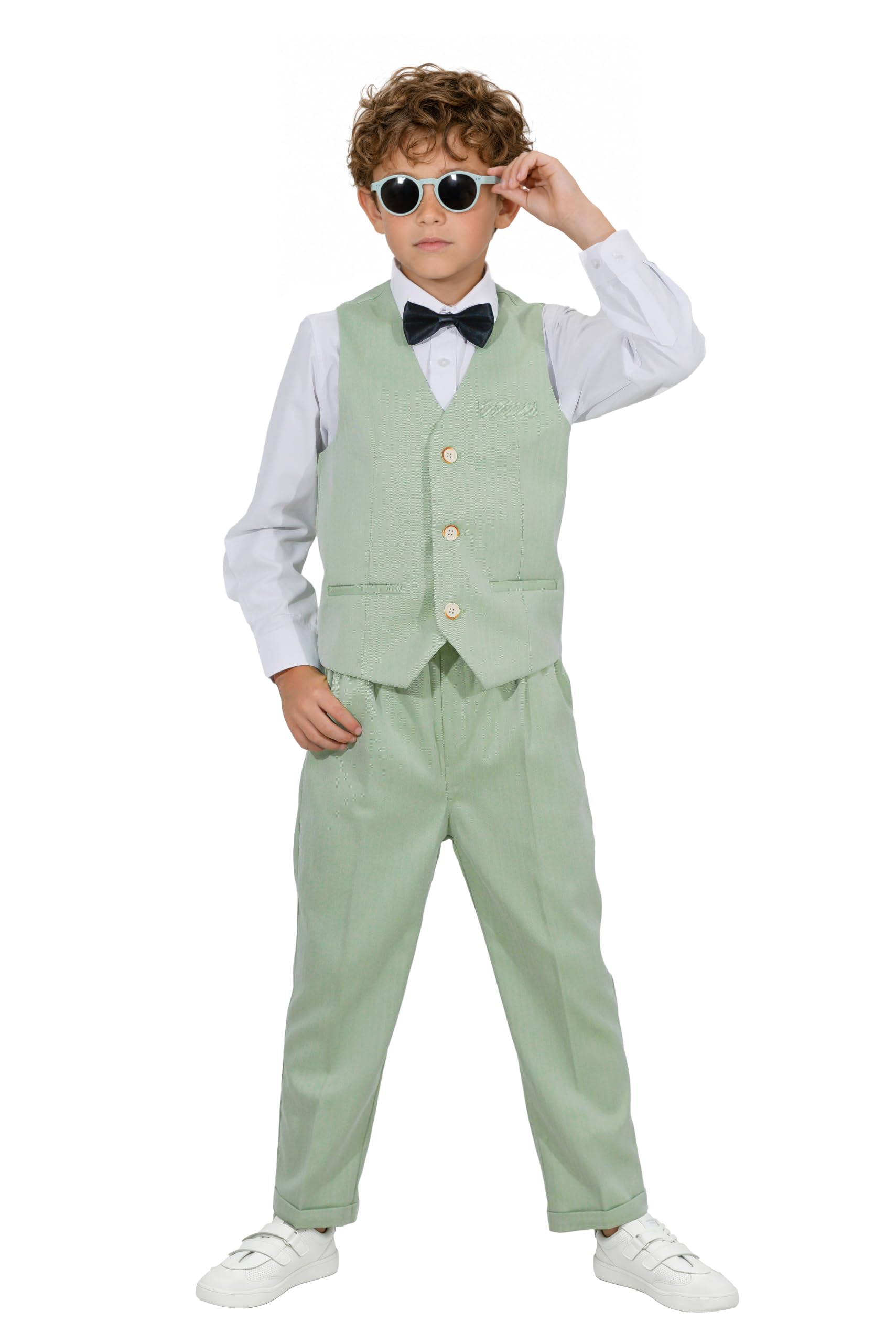 LOLANTA Costume de Cérémonie 4 pièces pour Garçon, Ensemble de Gilets, Vêtements d'occasion pour Les fêtes d'anniversaire et de Mariage des Enfants 2-13 Ans