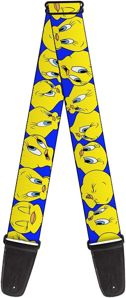 Buckle-Down Guitar Strap - Tweety Bird CLOSE-UP Expressions Royal - 2" Wide - 29-54" Length