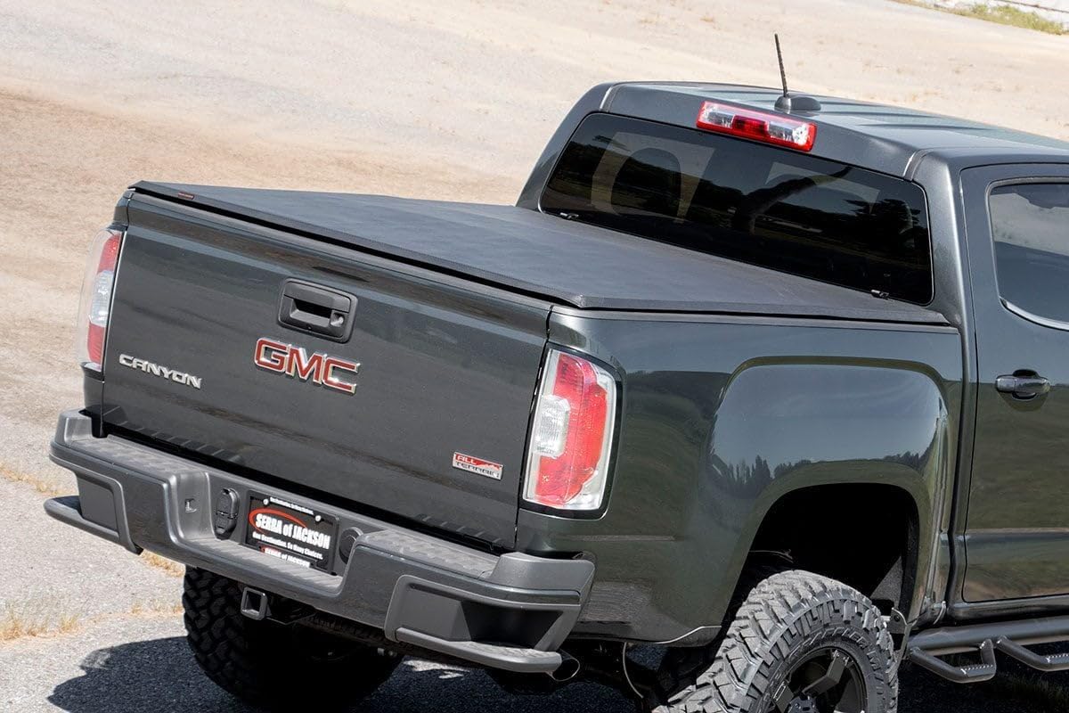 Rough Country Soft Tri-Fold Tonneau Truck Bed Cover for Chevy Colorado and GMC Canyon (2015-2024) - Fits 5' (60") Bed, Weather-Resistant Truck Bed Cover