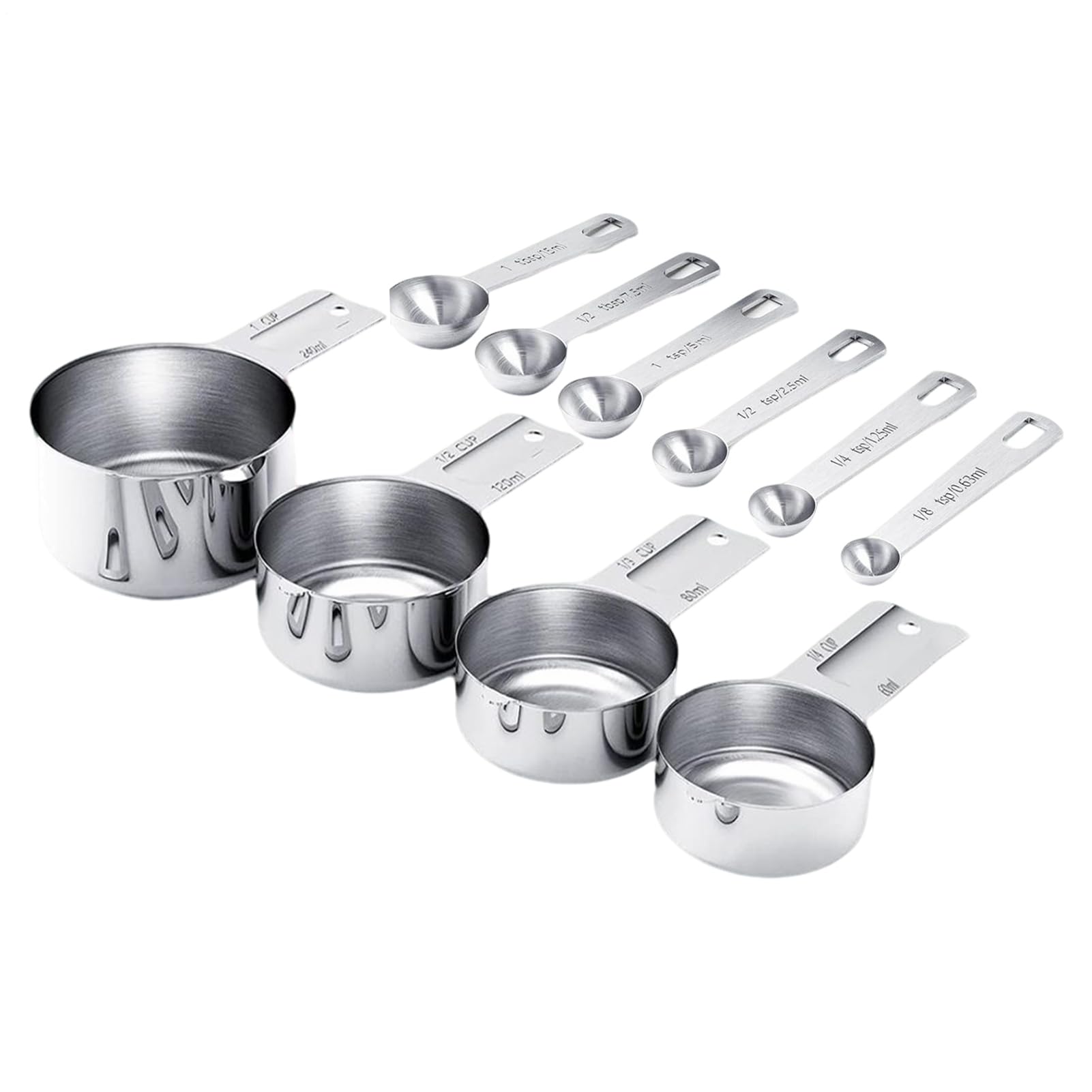 Cups à mesurer inoxydables et cuillères de cuisine empilables