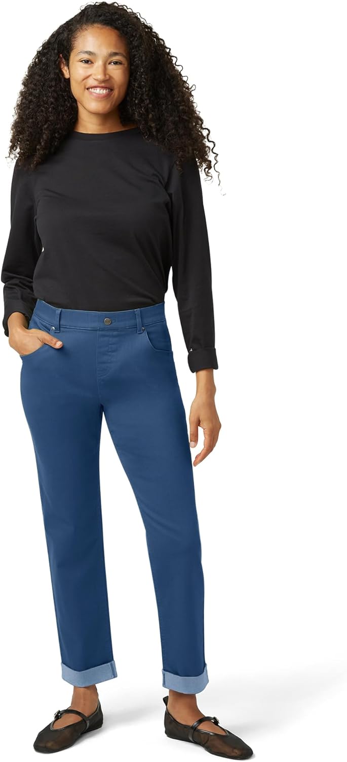 HUE Womens Girlfriend Mid-Rise Denim Pant - Image 6