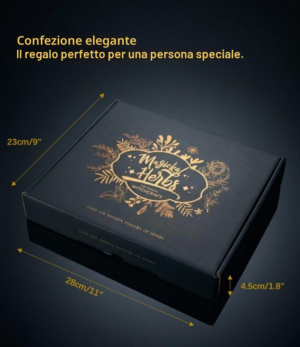 Kit Herbale Magico – 30 Erbe Essiccate in Sacchetti Etichettati, Cucchiaio di Cristallo per Rituali Wicca, Pulizia Energetica, Lancio di Incantesimi, Guarigione Spirituale, Barattoli di Incantesimi
