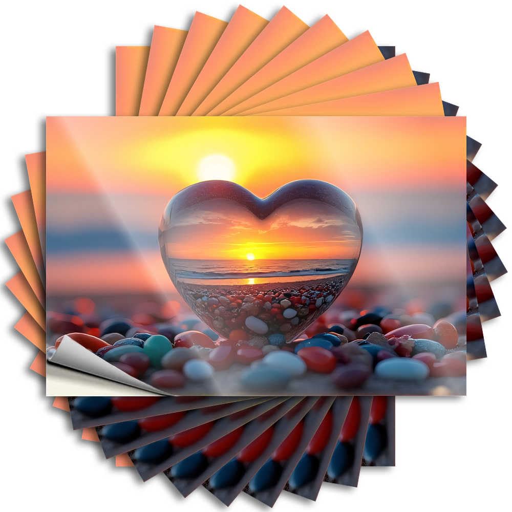 Tattoos Unique Drinking Half Wall Heart-Shaped Glass Reflection of Sunset - Scratch Resistant Stickers(8X12CM)