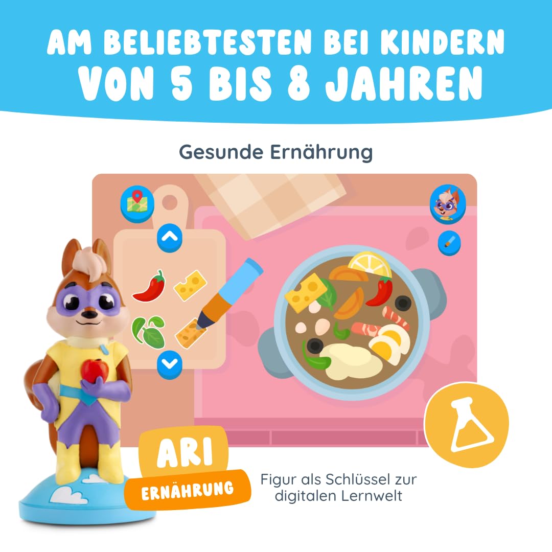 Edurino Figur Ari Gesunde Ernährung ab 4 Jahren inkl. App | Innovatives & digitales Lernspiel | Lebensmittel anbauen | Küchenfertigkeiten üben | Gesunde Gewohnheiten kennenlernen