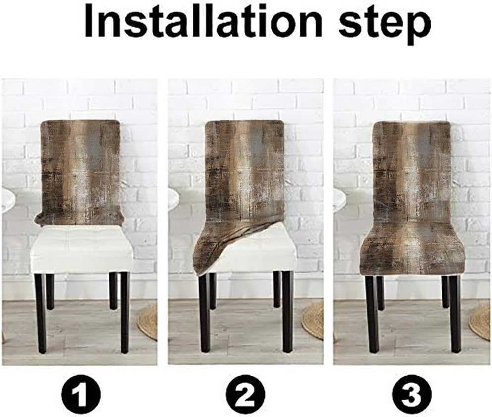TOMWISH Seat Covers for Dining Room Set of 6 Slipcovers Brown Abstract Art Stretch Spandex Dining Chair Slipcovers Removable Parson Chair Covers for Kitchen Hotel Restaurant Banquet Ceremony