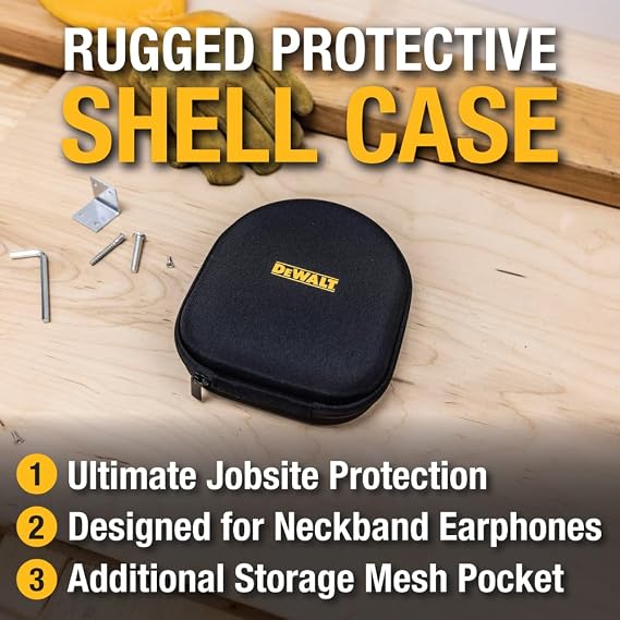 DEWALT Black Edition Pro Audio Bundle: 2-in-1 Neckband & EVA Case