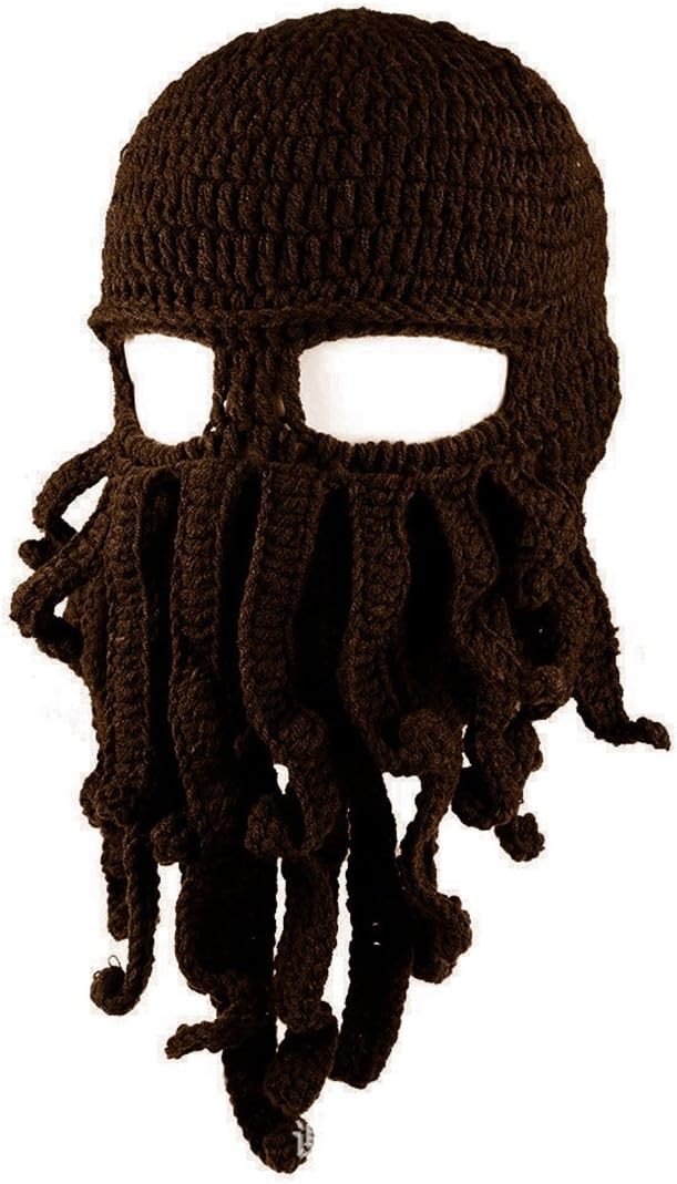 Queenbox Warm Balaclava Octopus Tentacle Mask Hat Knitted Funny Beard Cap Ski Mask for Men Women Cosplay Party Gift