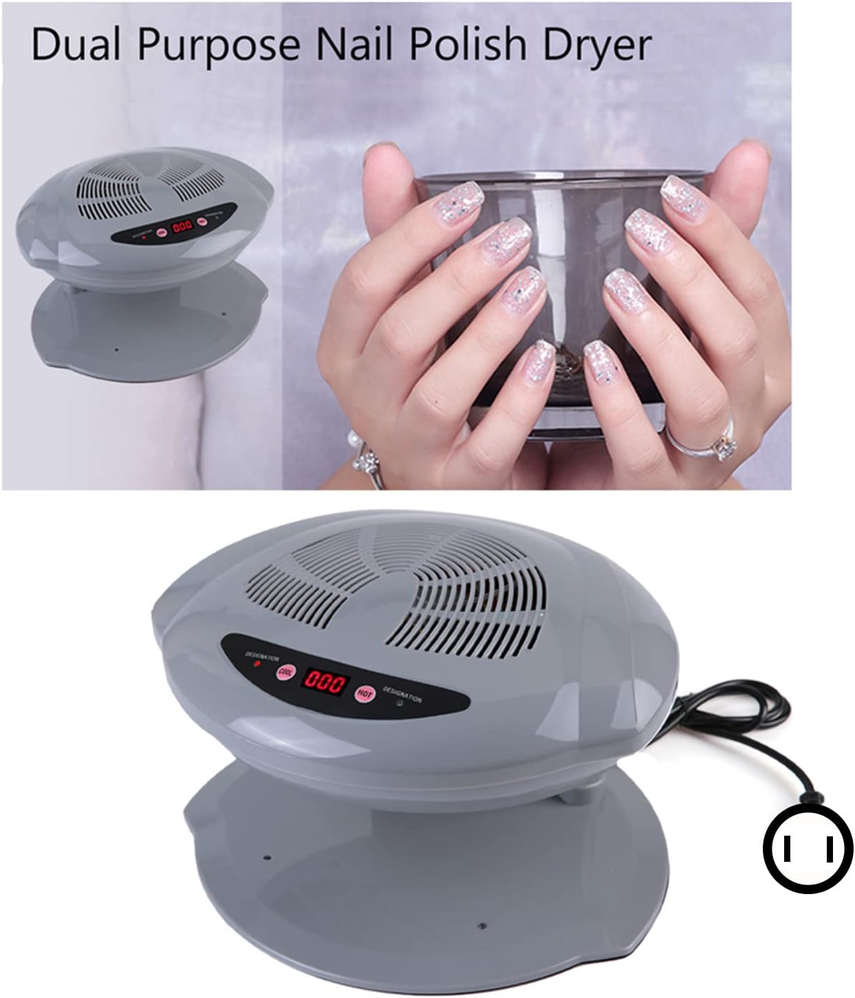 HURRISE Nail Polish Dryer Fast Drying LCD Display for Salon & Home Use Grey