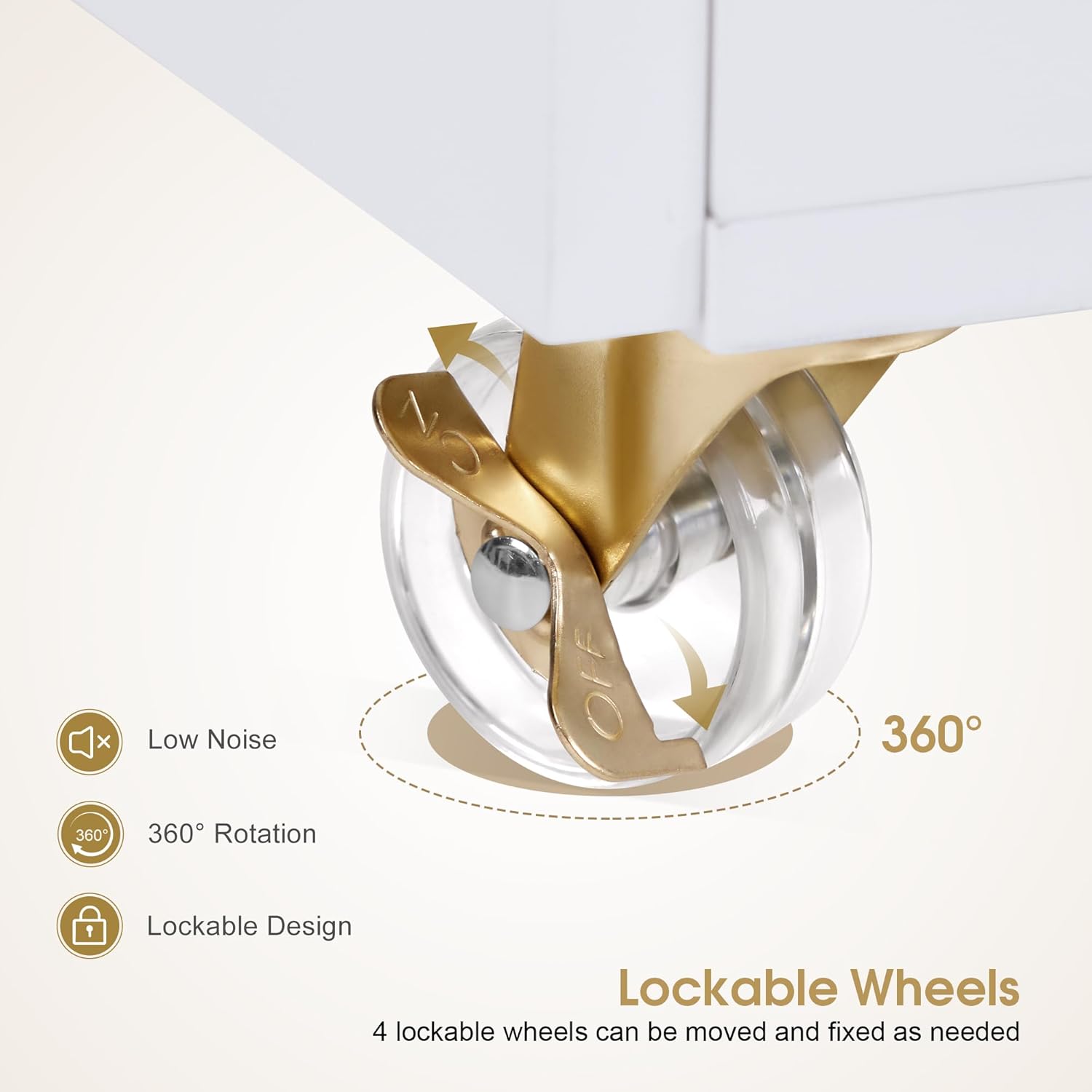 BarberPub Salon Trolley with Wheels, Storage Rolling Cart with Drawer and Shelves, Oval Window, Gold Hardware, on Casters, Barber Shop Tool Organizer for Hair Stylist, White Paint Finish 2498 (White)