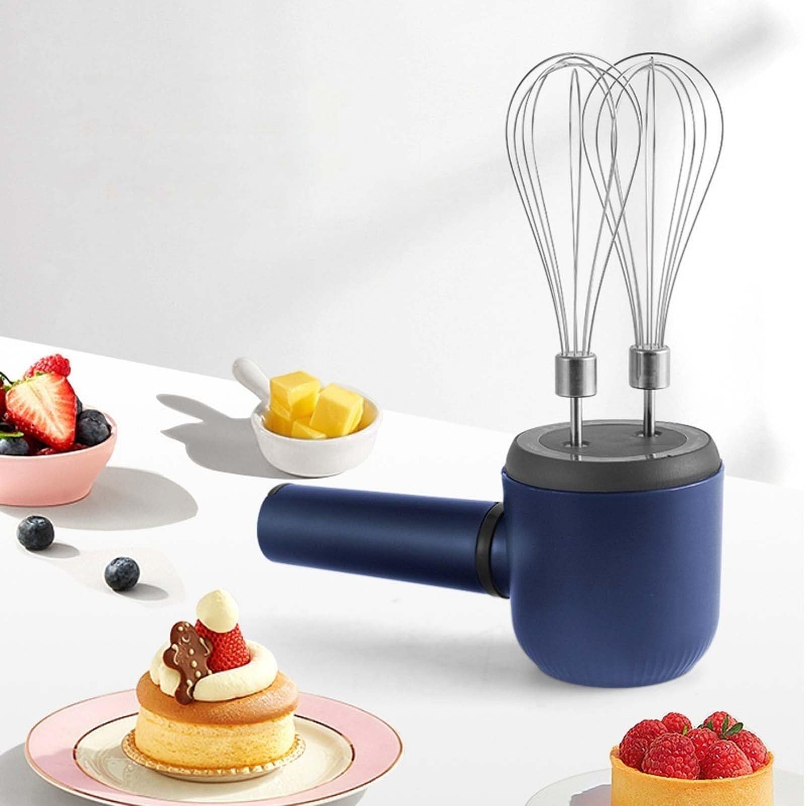 Cordless Hand Mixer Twin Stick Electric Whisk USB Rechargeable Handheld Electric Mixing with 3 Speed Self-Control Stainless Steel