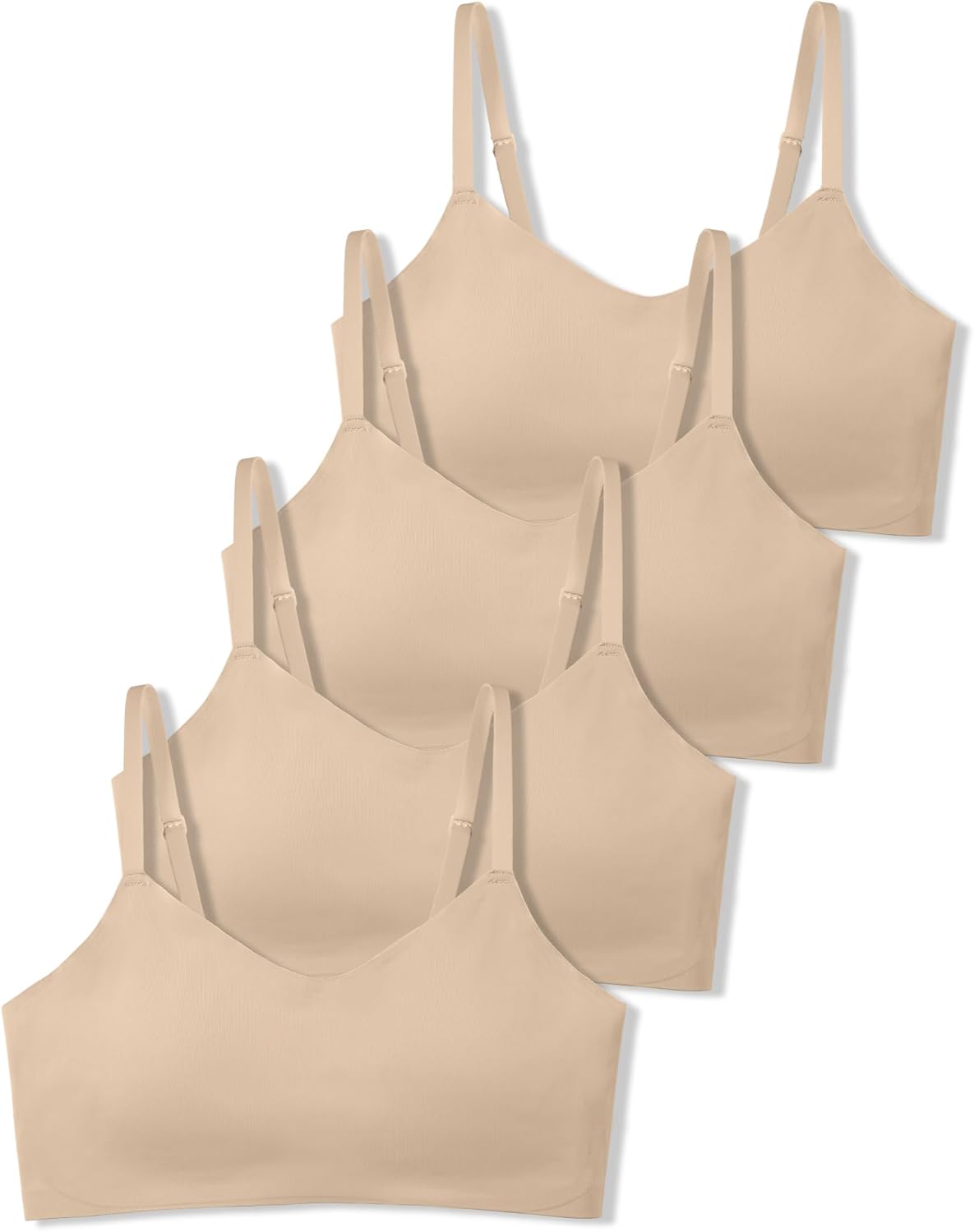 SALIA GIRL Soft Fixed Padding Training Bras for Girls, Seamless Cami Sports Bras for Teens 10-14, Adjustable Strap Design