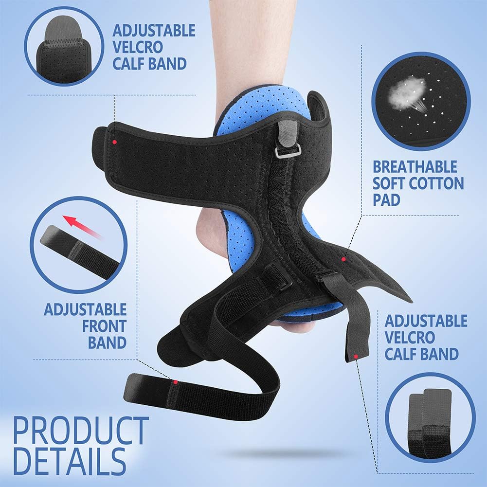 AiBast Plantar Fasciitis Night Splint, 2021 New Upgraded Blue Multi Adjustable Ankle Brace Foot Drop Orthotic Brace for Plantar Fasciitis, Arch Foot Pain, Achilles Tendonitis Support for Women Men : Health & Household