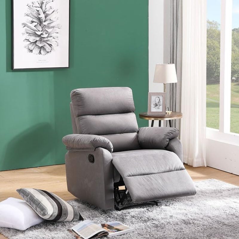 Image of Torque - Alenya 1 Seater Fabric Manual Recliner | Recliner Sofa /Chair for Living Room, Bedroom, Office (Grey) | 1 Year Warranty