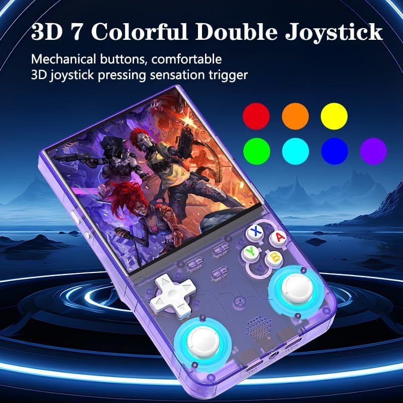 R36 Ultra Retro Handheld Game Console, with 128G Built-in 40000+ Games, 3000mAh Rechargeable, Support 20+ Simulators, Linux System, 4.0 Inch IPS Screen Portable Pocket Arcade (Transparent Purple) - Image 4