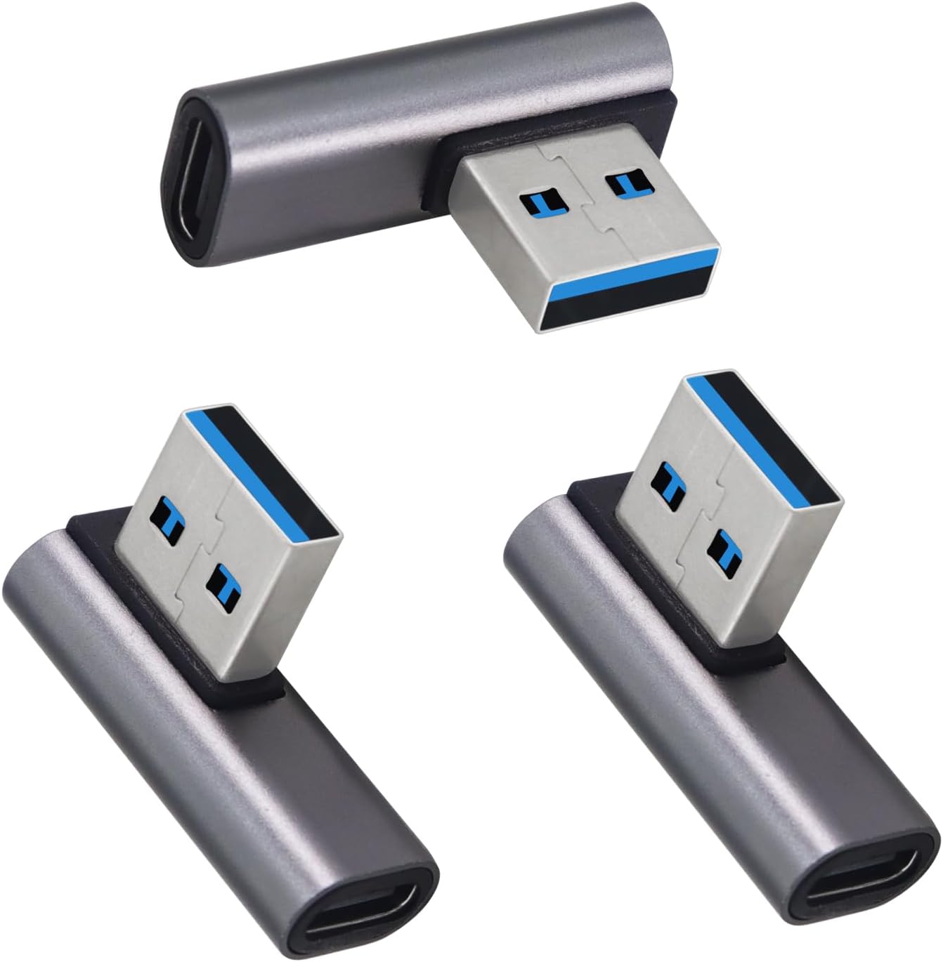10 Gbps USB 3.1 Adapter 90 Grad USB Stecker auf Typ C weiblicher Adapter zur Daten bertragung OTG f r Tablet Laptop 3 Pack Silber USB A M/C F