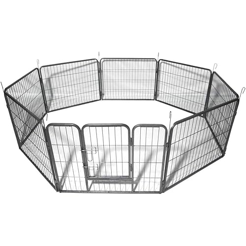 24" Dog Pet Playpen Heavy Duty Metal Exercise Fence Hammigrid 8 Panel Silver