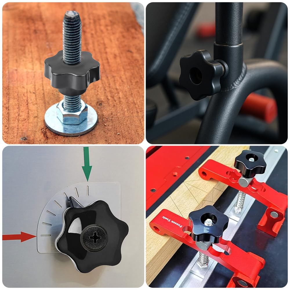 Stella Testa Serraggio Dadi M10,8 Pezzi Dado Di Serraggio Nero Manopola di bloccaggio con filettatura femmina dado in plastica nera M8 per attrezzature industriali per macchinari-50mm