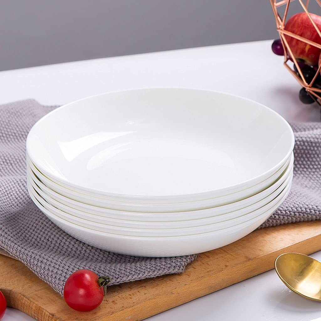 Assiettes Plates Plaques de dîner en porcelaine Ensemble de 6, 7.56in Plaques de salade Four à micro-ondes et lave-vaisselle Coffre-fort Pizza Pâtes Servir des assiettes Dessert appetzier plats dîners