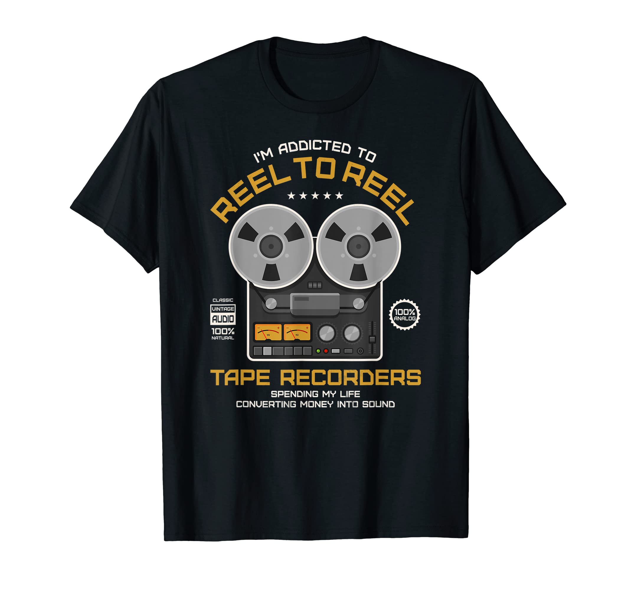 Vintage Audiophile Reel To Reel Tee Co.Black Reel To Reel Tape T-Shirt