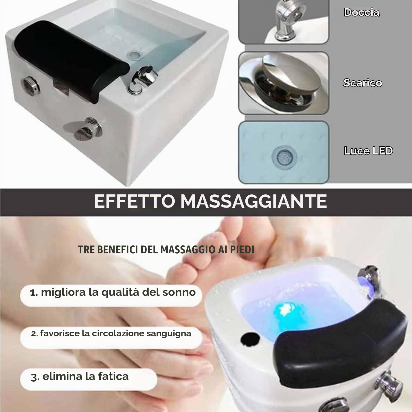 Vasca Pedicure Spa per Piedi,Lavandino per Pedicure in Acrilico,Pediluvio Profondo Spa con Massaggio,Vaschetta per Pedicure,Idromassaggio per Piedi,Vaschetta per Piedi in Ammollo