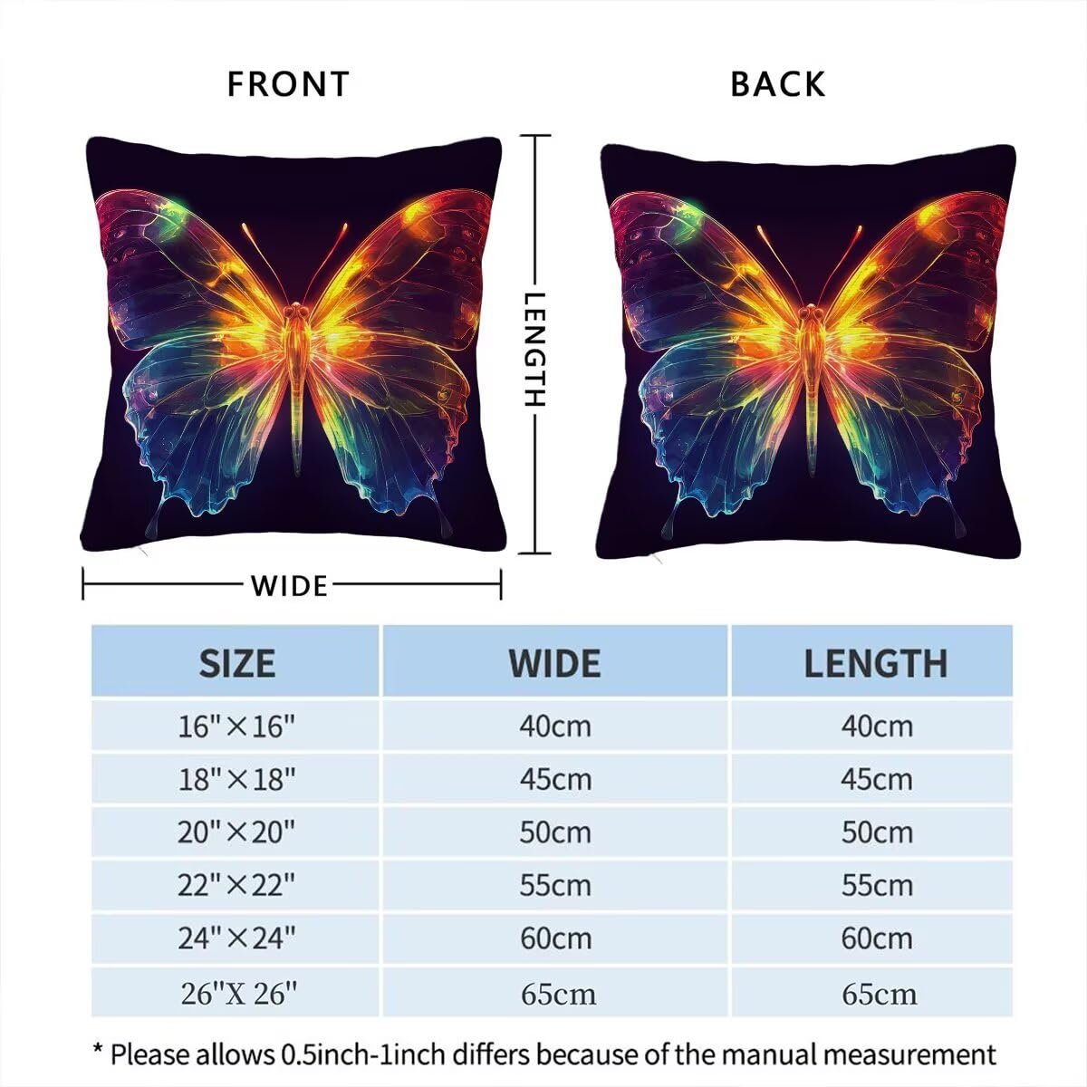 Federe Cuscini Divano 60x60 cm, Colorato Cuscini per Divano, Velluto Federe Cuscino Letto Impermeabili Set da 4, Copricuscini Farfalla Motivo con Cerniera Invisibile Design per Sofá, Regalo Donna F-37
