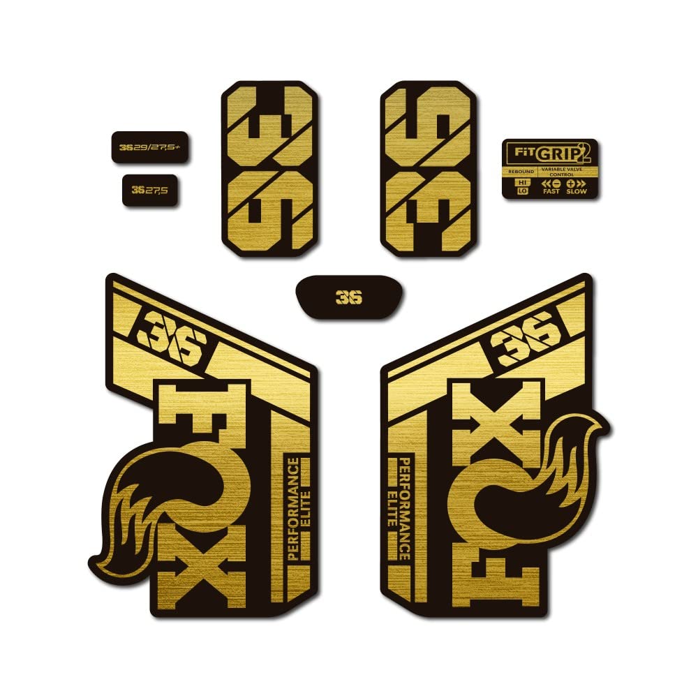Autocollants Fox 36 Performance Elite 2021 kit déco stickers vtt or