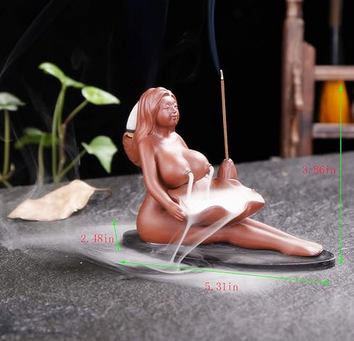 Miniatura 6 de Sexy Lady - Quemador de incienso de cerámica con reflujo, soporte para incienso de humo, ideal para sala de yoga, decoración del hogar, regalo de