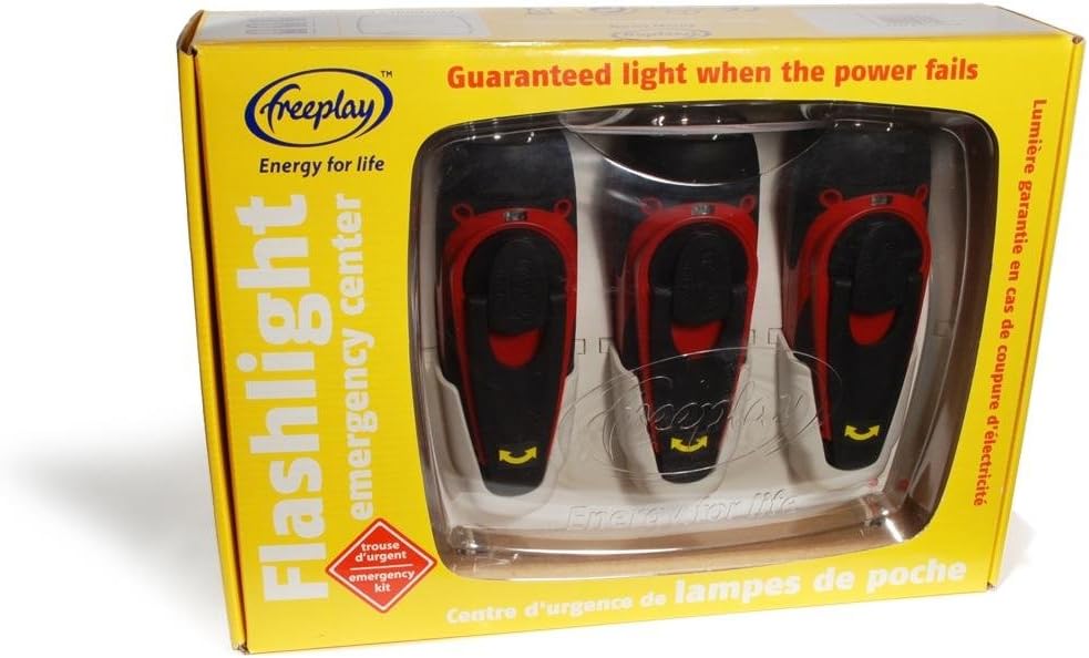 Freeplay Flashlight Emergency Centre Triple Rechargeable and Wind Up LED Torches with Wall Mountable Cabinet Light When You Need It