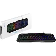 msi Forge GK100 US - Membrane Keyboard, RGB, Ergonomic, Anti-GHOSTING, Angle-Adjustable Black