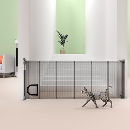 Miniatura 7 de Puertas retráctiles para bebés 2.0, 34 pulgadas de alto, se expanden hasta 70 pulgadas de ancho, puerta de malla extra ancha para bebés con puerta