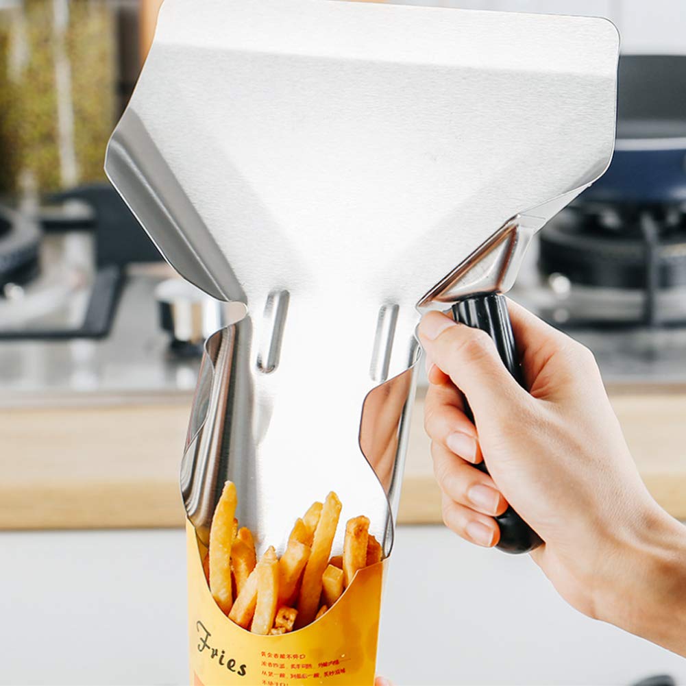 MAGT Paletta per Patatine Fritte, 23 x 21 cm Addensato in Acciaio Inossidabile Maniglia Singola per Popcorn Snack Caramelle