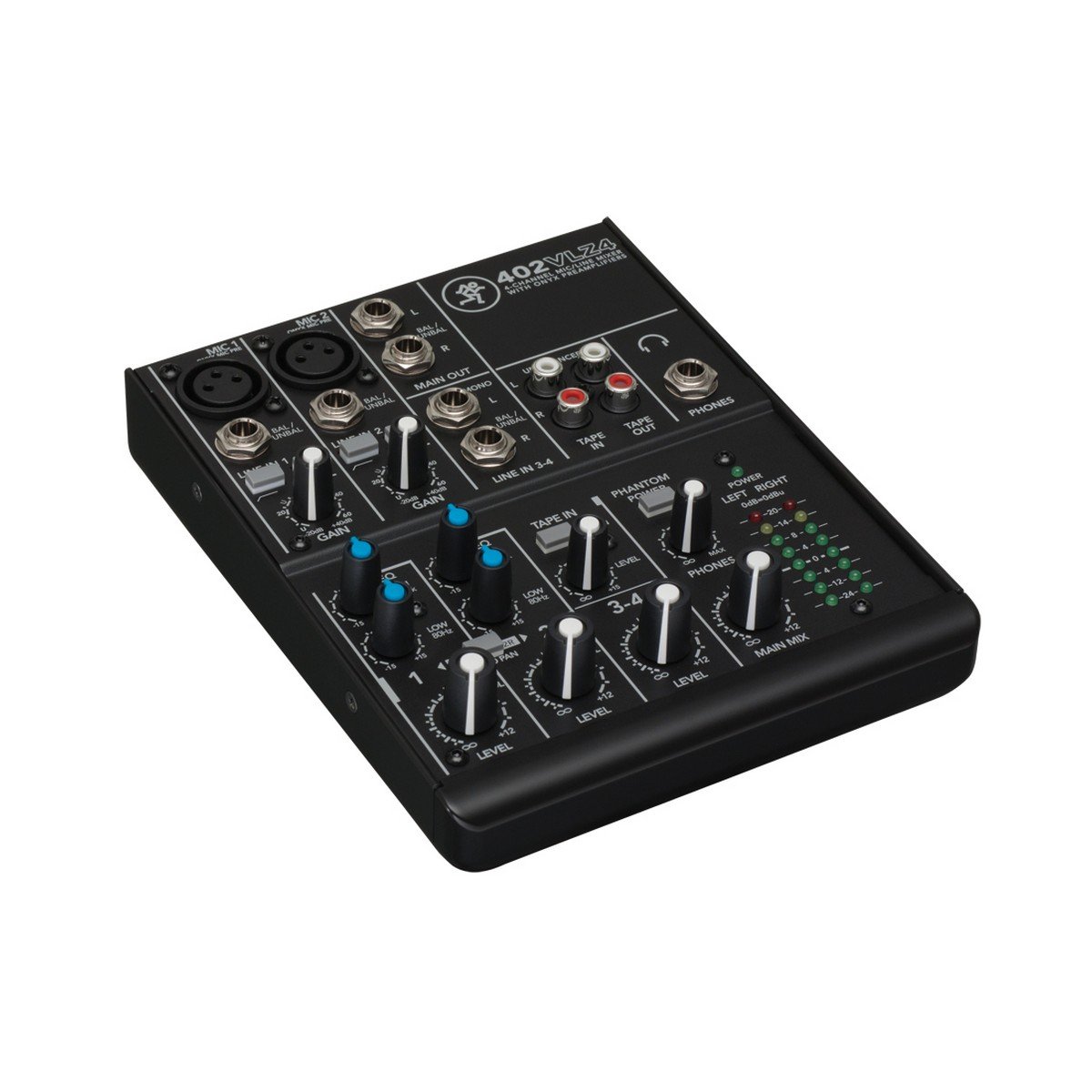 Mackie 402VLZ4 | High-Performance VLZ4 Series Phantom Powered 4-Channel Analog Mixing Station, 402VLZ4 with 2 Onyx Mic Preamps and 1 Stereo Channel (4-Channel)