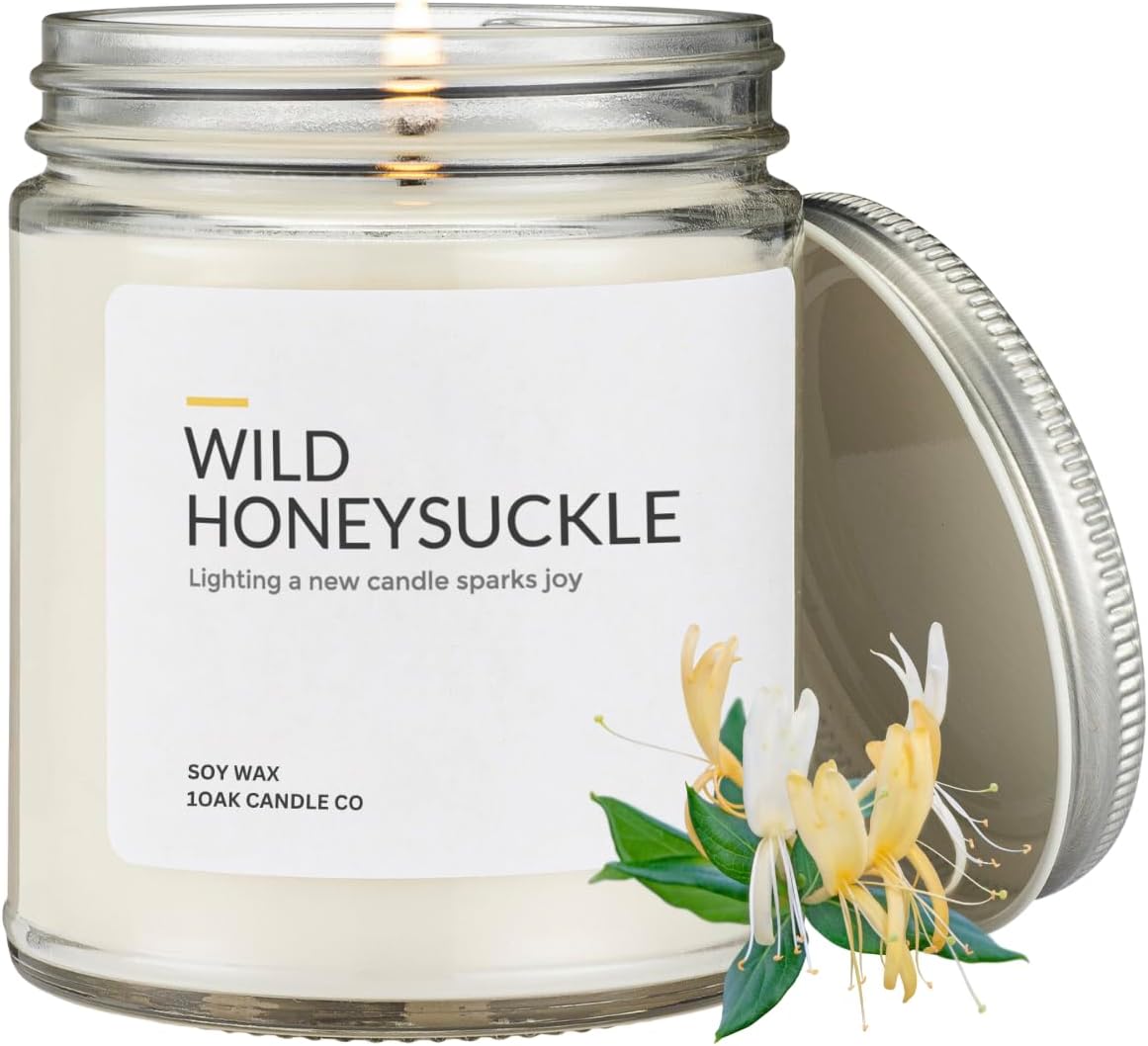 1OAK Honeysuckle Candle - Soy Wax Scented Candles (Wild Honeysuckle) - Soy Candles for Home Scented - Long Burning Premium - Hand-Poured (7oz.)
