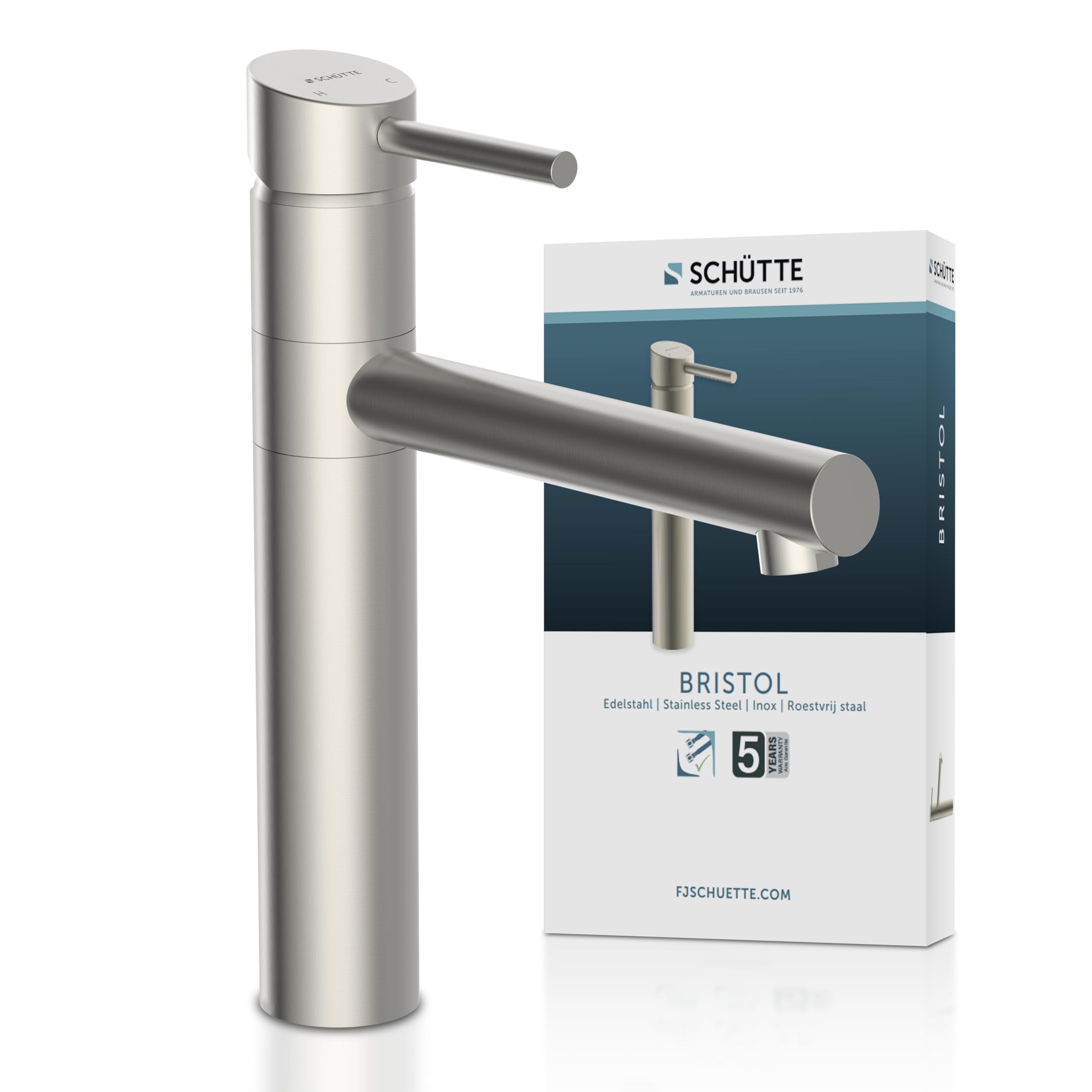 SCHÜTTE BRISTOL Spültischarmatur, Wasserhahn Küche, 360 Grad schwenkbare Spültischarmatur, Mischbatterie Küche, Edelstahl