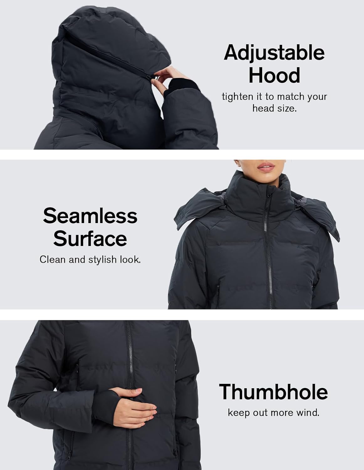 fit space Women's Super Warm Thickened Down Jacket - Detachable Hood, Waterproof & Windproof, Winter Snow Coat - Image 5