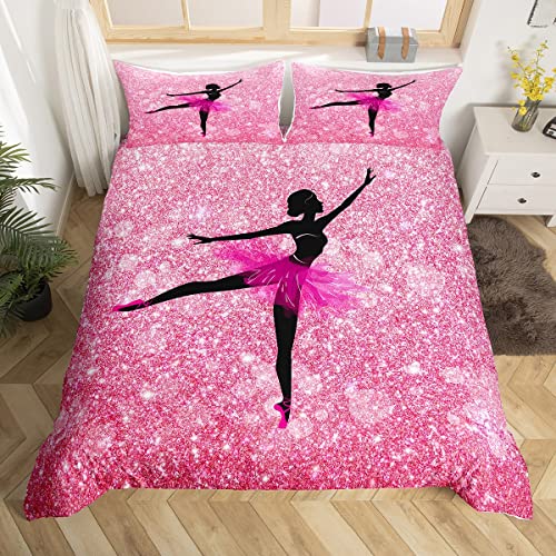 Ballet Dancer Duvet Cover Single Size For Girls Dancing Ballerina Bedding Set...