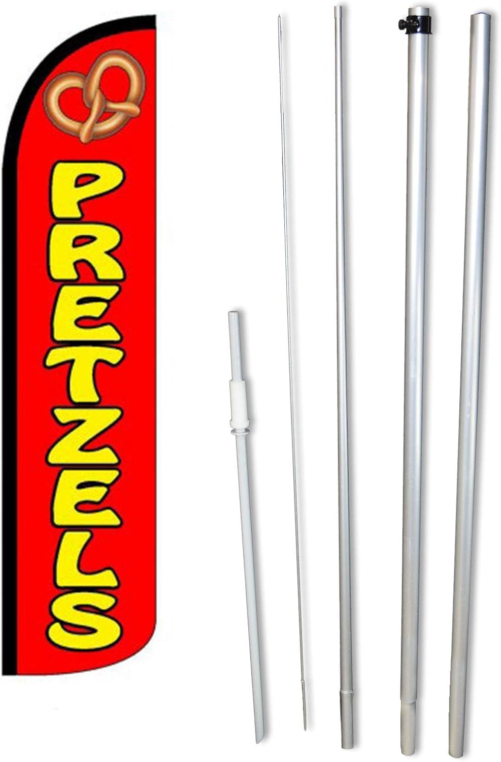NEOPlex - "Pretzels" Complete Windless Feather Flag Kit - Includes 12' Windless Swooper Feather Flag, 15-Foot Flagpole, and Ground Spike