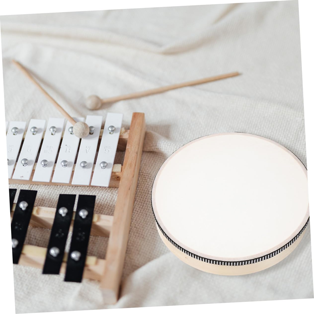 SUPVOX Tamburello Musicale in Legno 3 Pezzi Set Hand Drum Percussione Facile da Tenere Design Rotondo per Performance ed Educazione Ragazzo Ragazza e Adulti