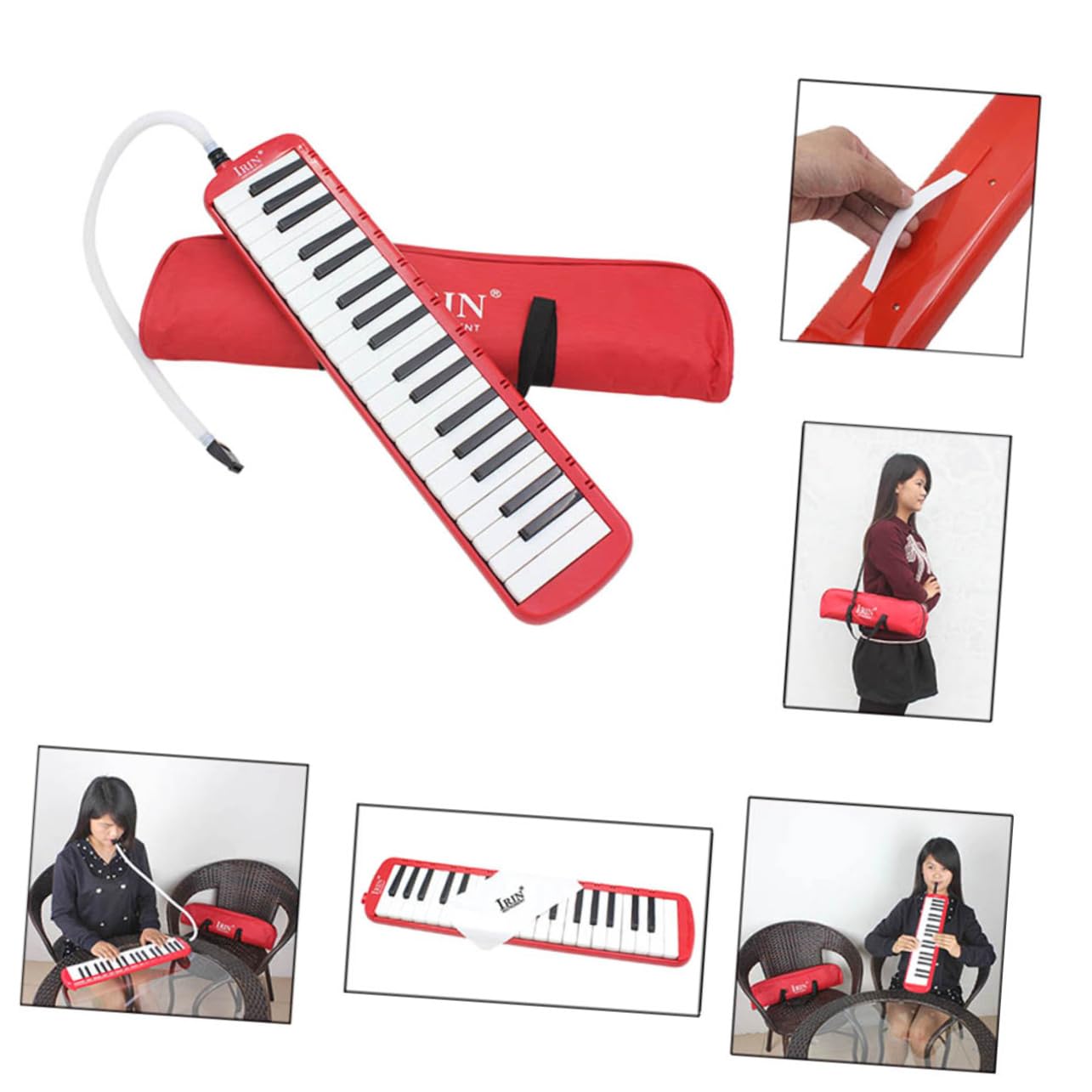 Melodica 37 Tasti Rossa in Abs con Custodia Integrata | Trasporto e Conservazione Facili, senza Batterie, per Principianti e Amanti della Musica