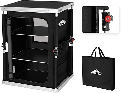 Vista 46 de EAGLE PEAK Mesa de camping plegable para exteriores con organizador grande de almacenamiento de 3 niveles y bolsillos laterales, fácil de instalar