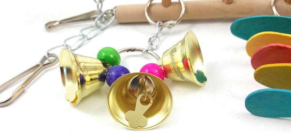 Bird Ladder Toy Hanging Swing Natural Wood Hammock Toy for Small Parrot Parakeet Cockatiel African Grey Cockatoos Conure Finch Cage Accessories(B) : Pet Supplies