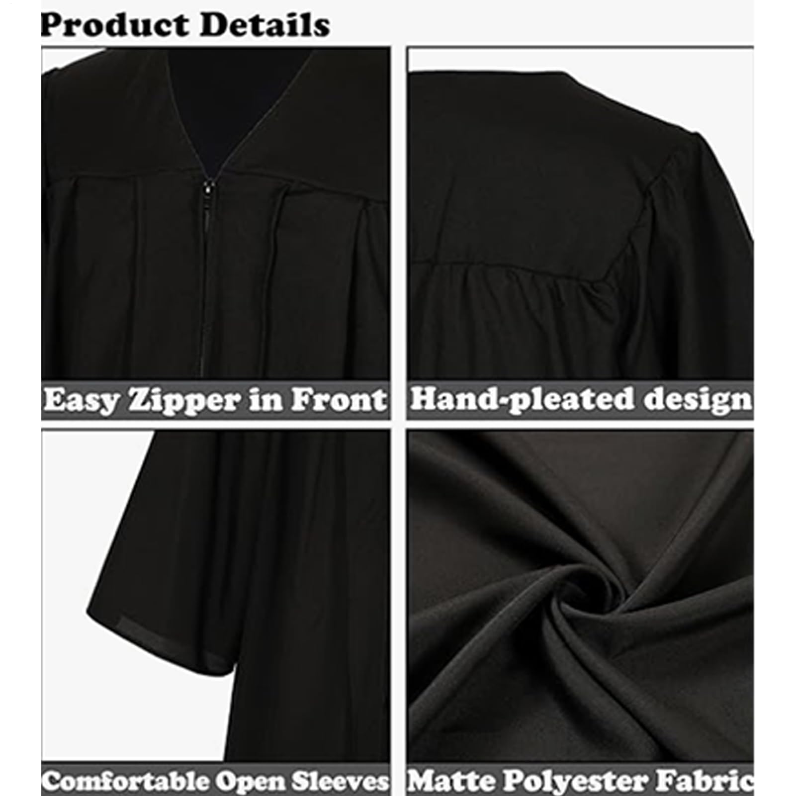 Sombrero y vestido de graduación – Traje académico mate con estola | Conjunto de vestido de graduación universitaria 2026 – para hombres, mujeres, estudiantes, campus, fiesta de fotografía