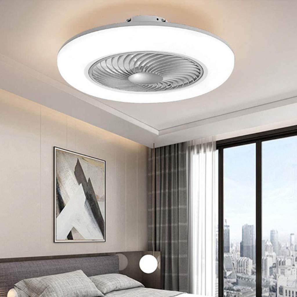 Ventilador de techo con luz LED blanco para refrescar las noches de verano en el dormitorio