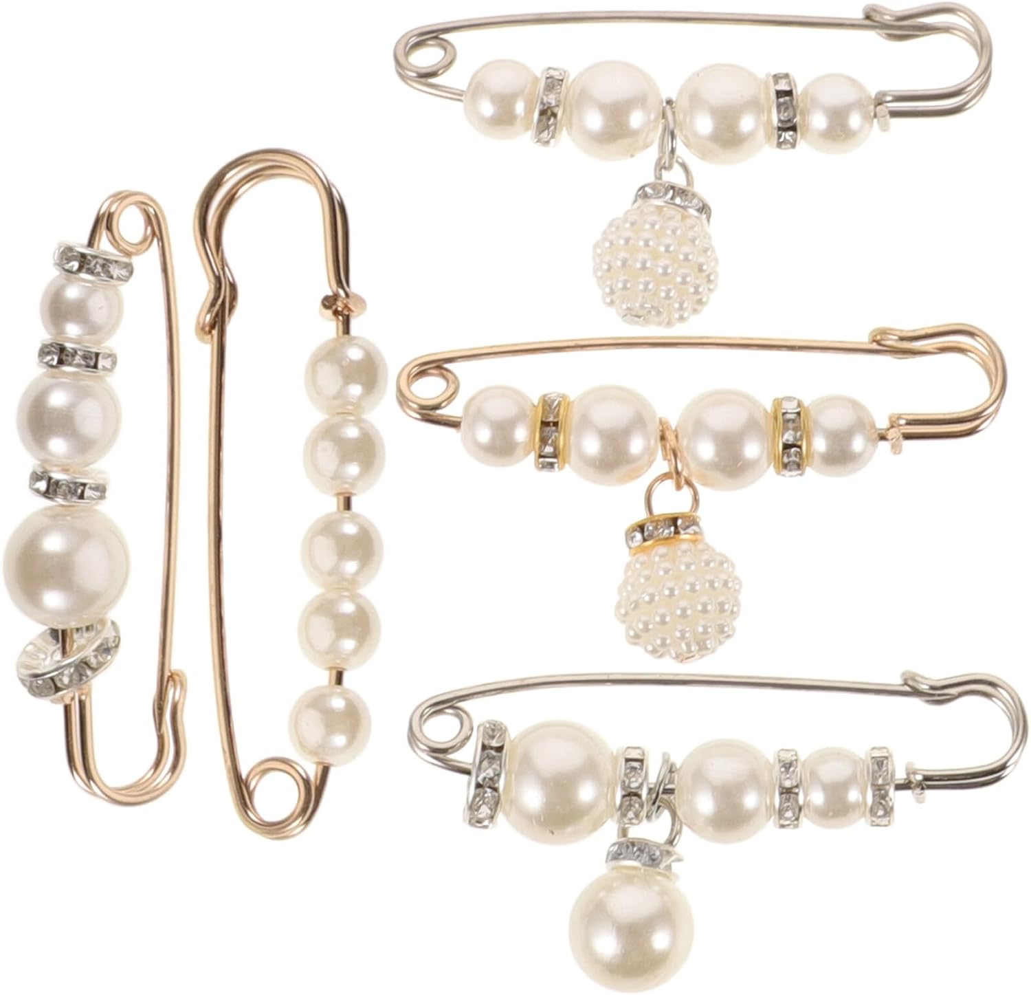 Operitacx 15pcs Pearl Brooch Pins Pants Waist Safety Brooch Sweater Cardigan Clips Artificial Pearl Mini Clothes Pin for Women Clothing Accessories